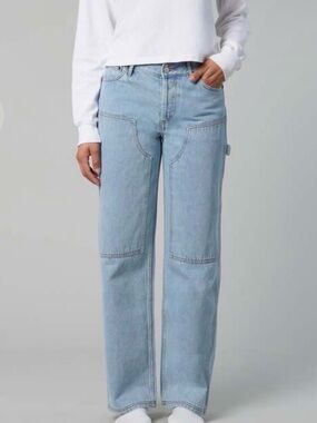 STILL HERE Subway Mid-Rise Carpenter Jeans in light blue size 28